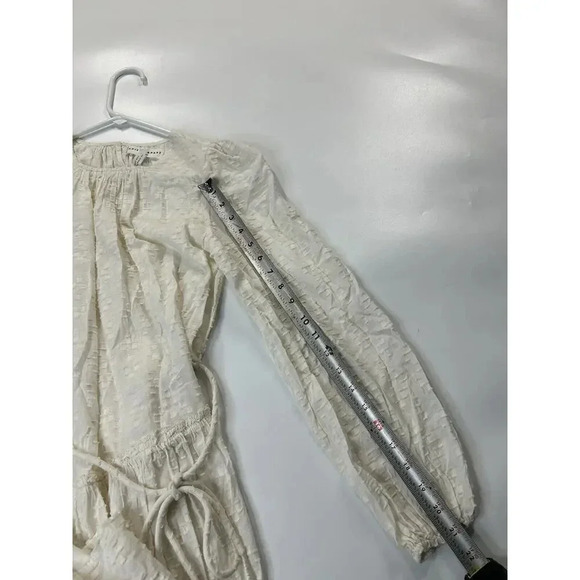 Apiece Apart Dress Womens 4 Sofie Cream Textured Midi Peasant Boho Lightweight - Picture 12 of 14